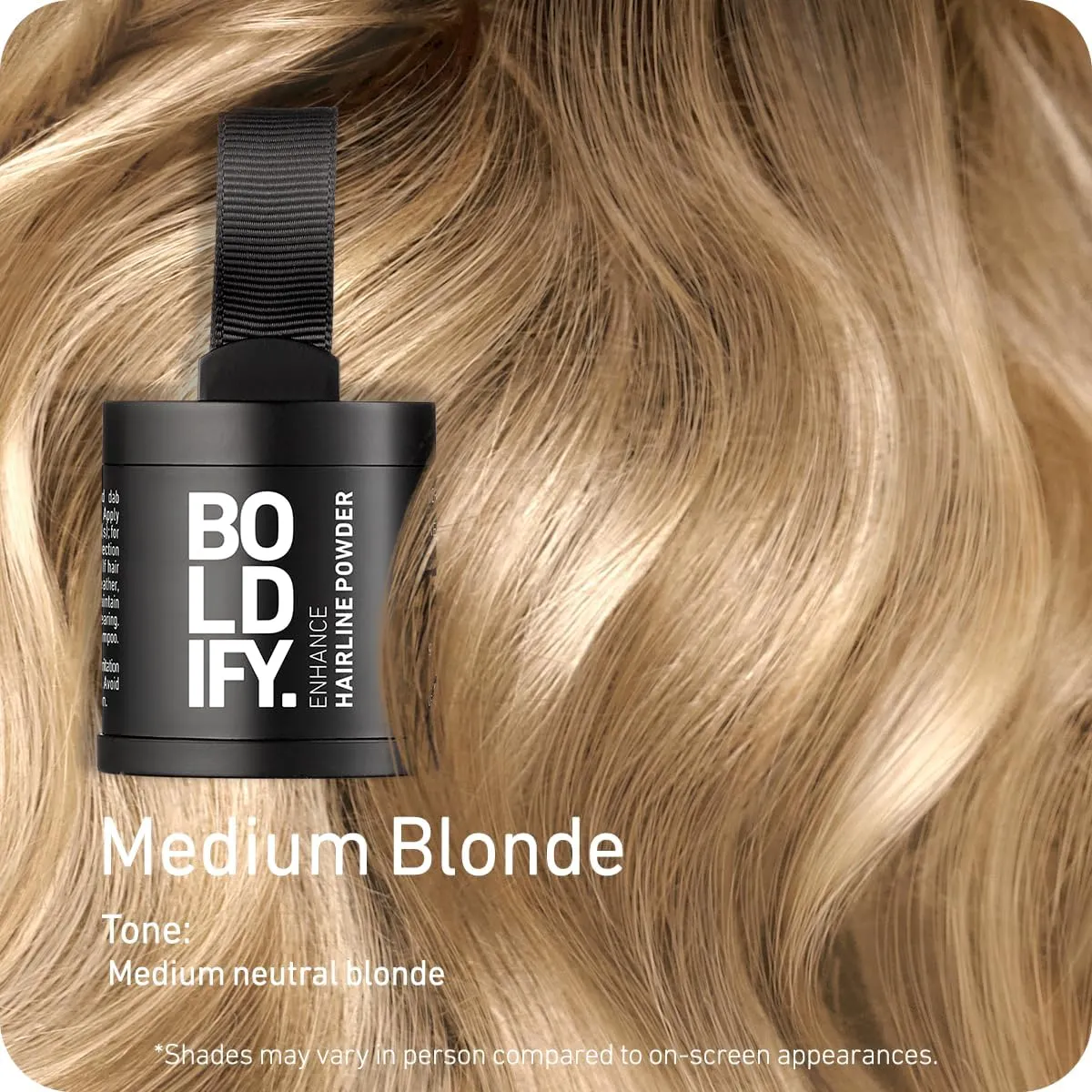 BOLDIFY Hairline Powder - Root Touch Up & Hair Loss Cover Up, Instant Gray Coverage 48-Hour Stain-Proof Hair Color Powder for Women & Men, Hair Fibers and Hair Topper Alternative (Medium Blonde)