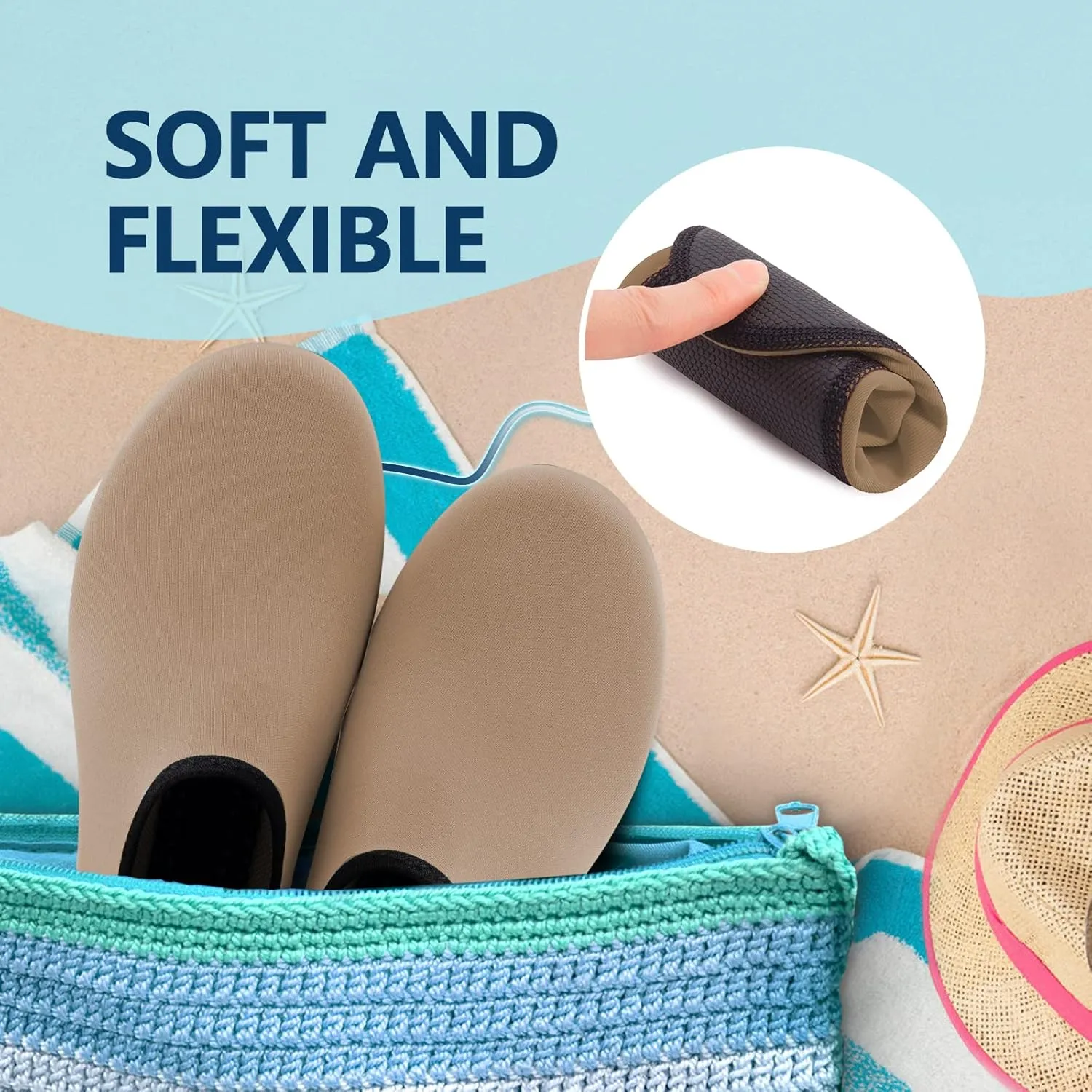 JACKSHIBO Water Shoes for Women Men Swim Shoes Water Socks for Cruise Essentials Swimming Aqua Beach Pool Yoga Surf