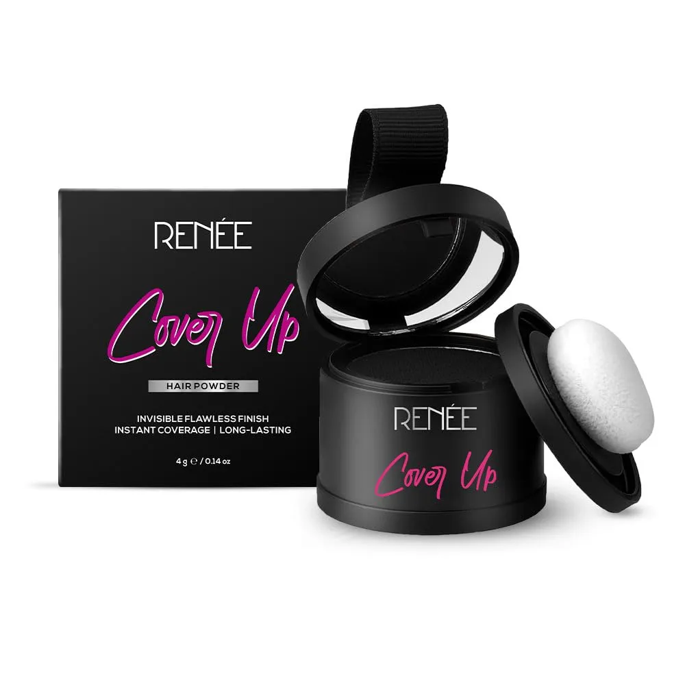 RENEE Cover-Up Hair Powder- Black, Cover Grey Roots & Bald Spots Instantly, Highly Pigmented, Fuller and Denser, Long-Lasting & Matte Finish, Flawless Application, 4gm