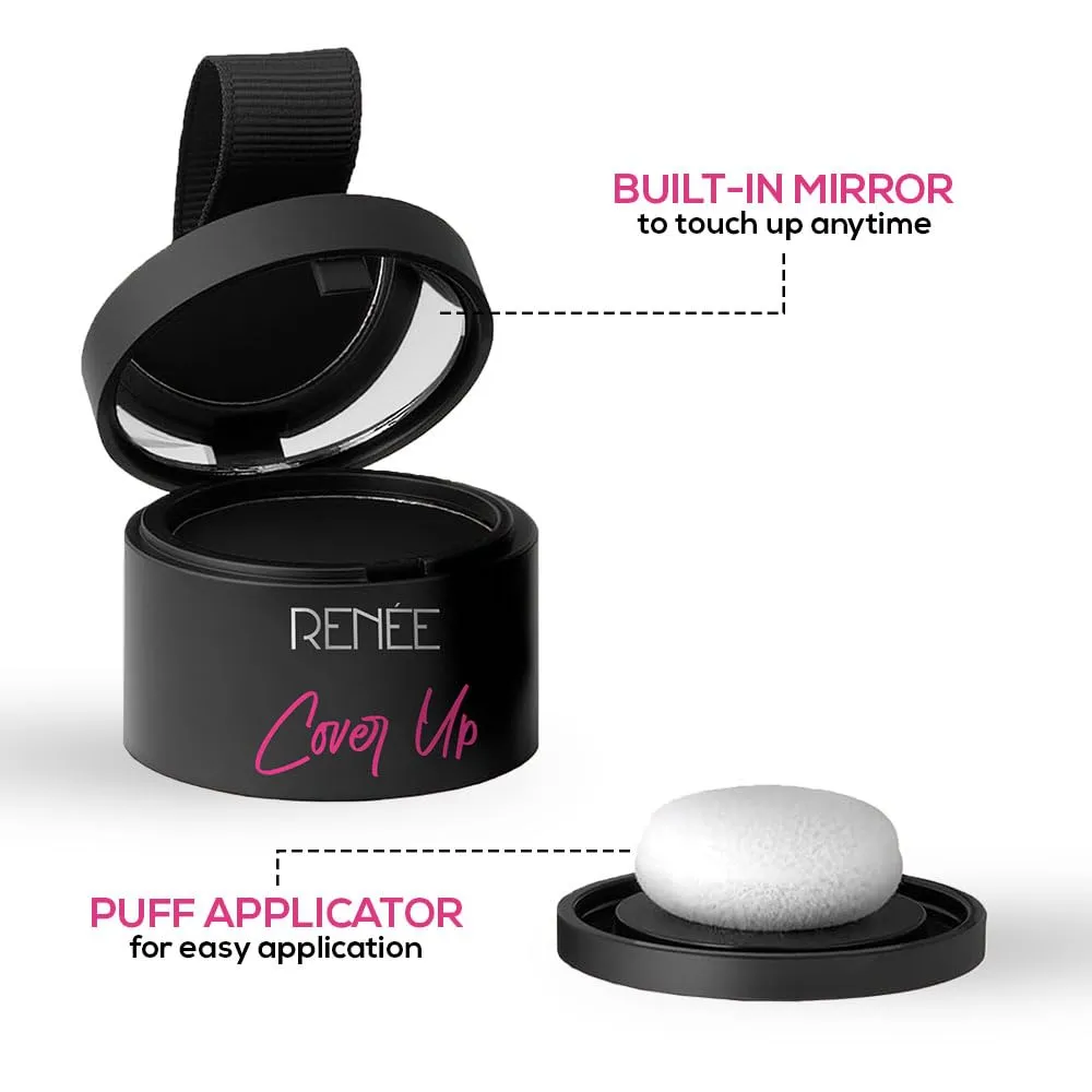 RENEE Cover-Up Hair Powder- Black, Cover Grey Roots & Bald Spots Instantly, Highly Pigmented, Fuller and Denser, Long-Lasting & Matte Finish, Flawless Application, 4gm