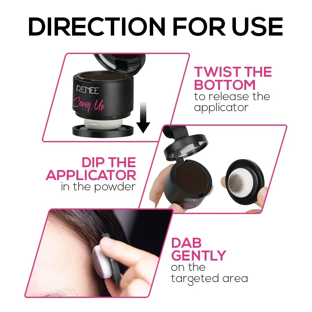 RENEE Cover-Up Hair Powder- Brown, Cover Grey Roots & Bald Spots Instantly, Highly Pigmented, Fuller and Denser, Long-Lasting & Matte Finish, Flawless Application, 4gm