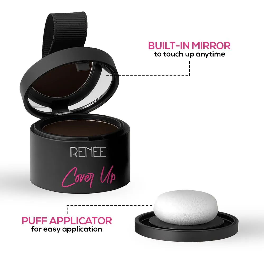 RENEE Cover-Up Hair Powder- Brown, Cover Grey Roots & Bald Spots Instantly, Highly Pigmented, Fuller and Denser, Long-Lasting & Matte Finish, Flawless Application, 4gm