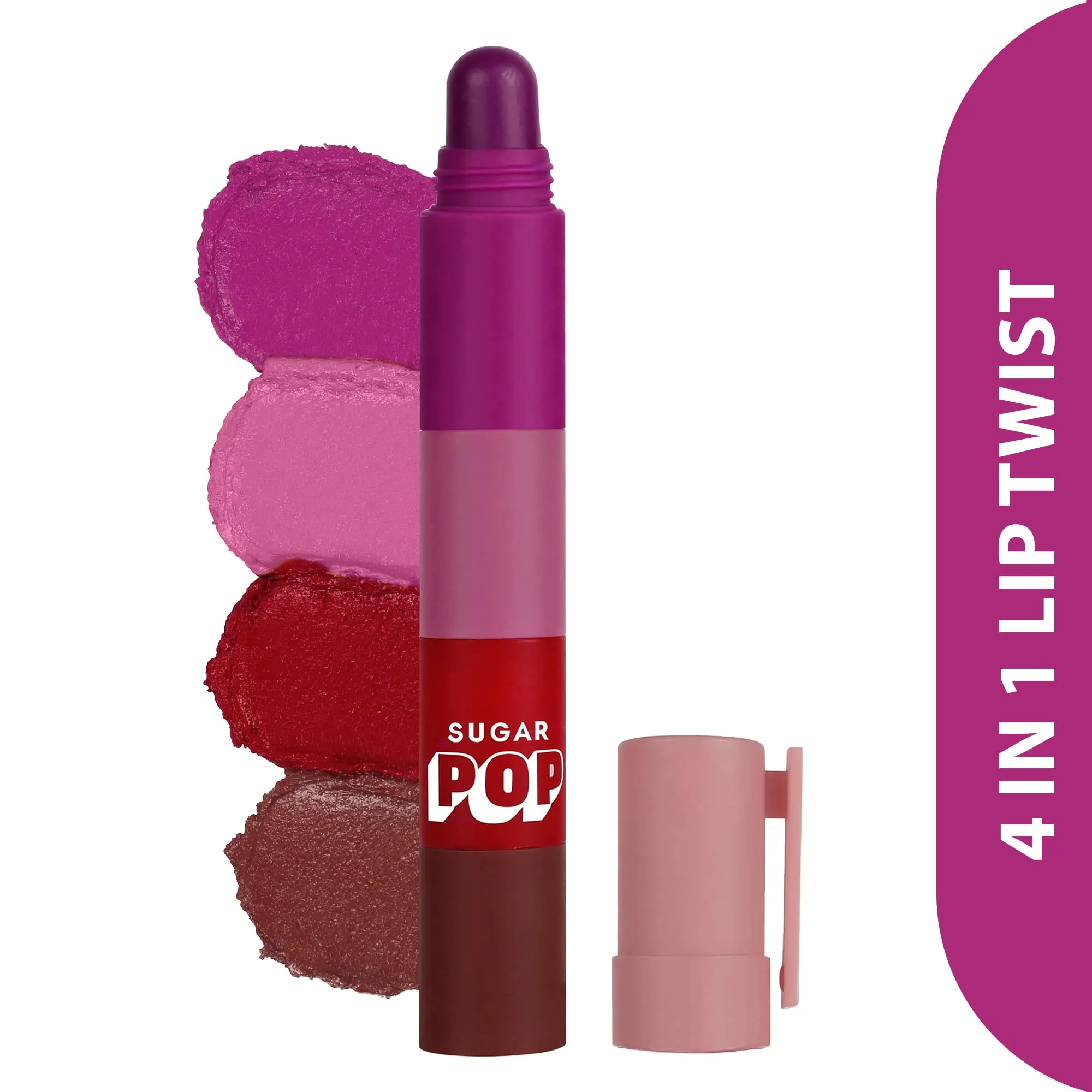 SUGAR POP 4 In 1 Lip Twist - 01 & Longwear Matte Compact 02 Beige For Fair To Medium Skin Tone Combo